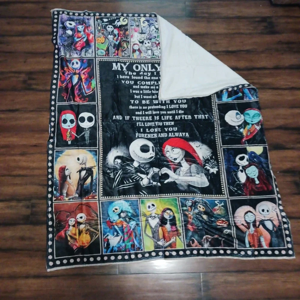 Nightmare Before Christmas Jack Sally My Only Love Fleece Throw Blanket 50x60